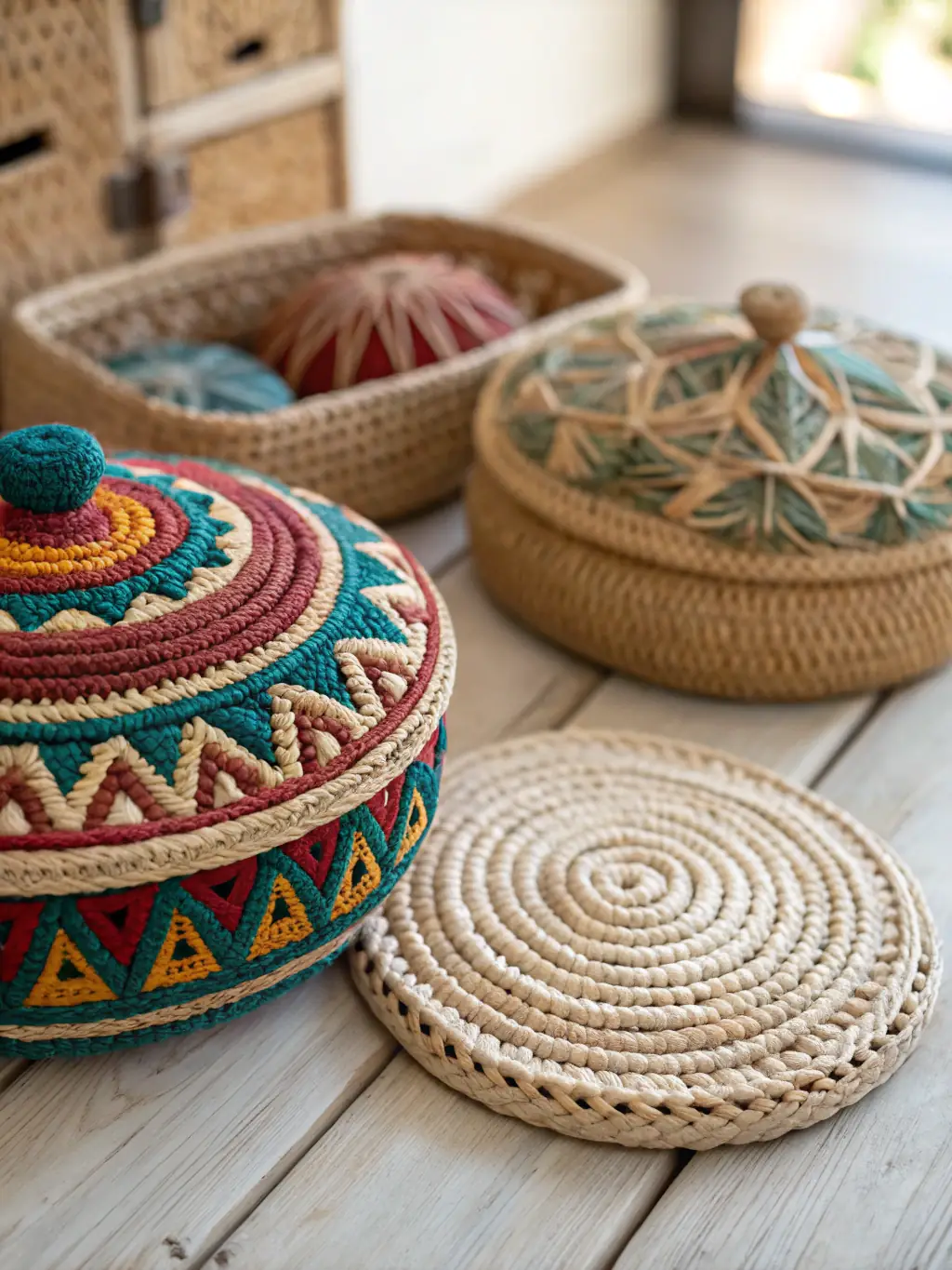 A photograph of a diverse collection of handcrafted items, including ceramics, textiles, and jewelry, created by local artisans and reflecting the unique cultural heritage of the community supported by ART & CO.